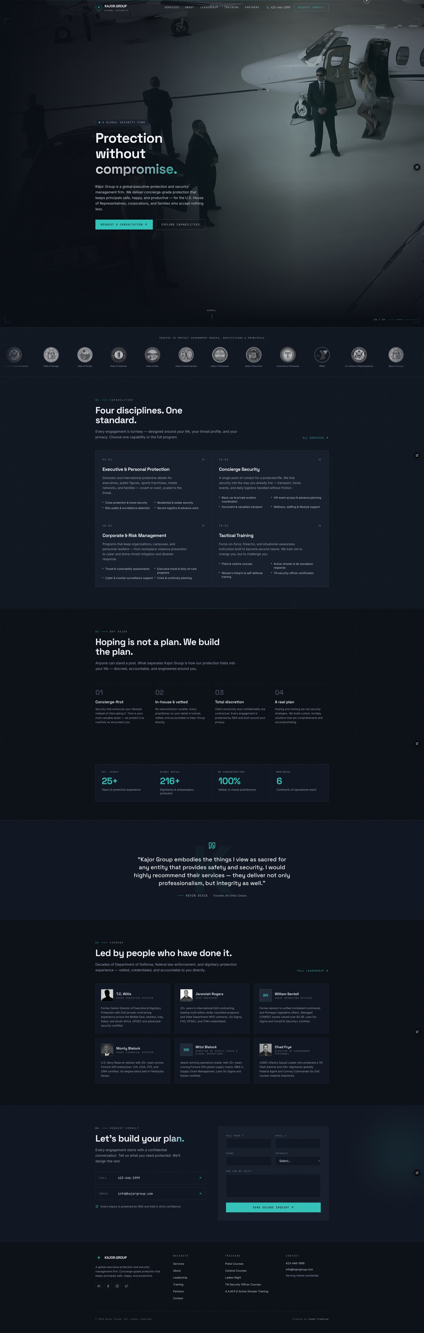 Full-length Kajor Group homepage design