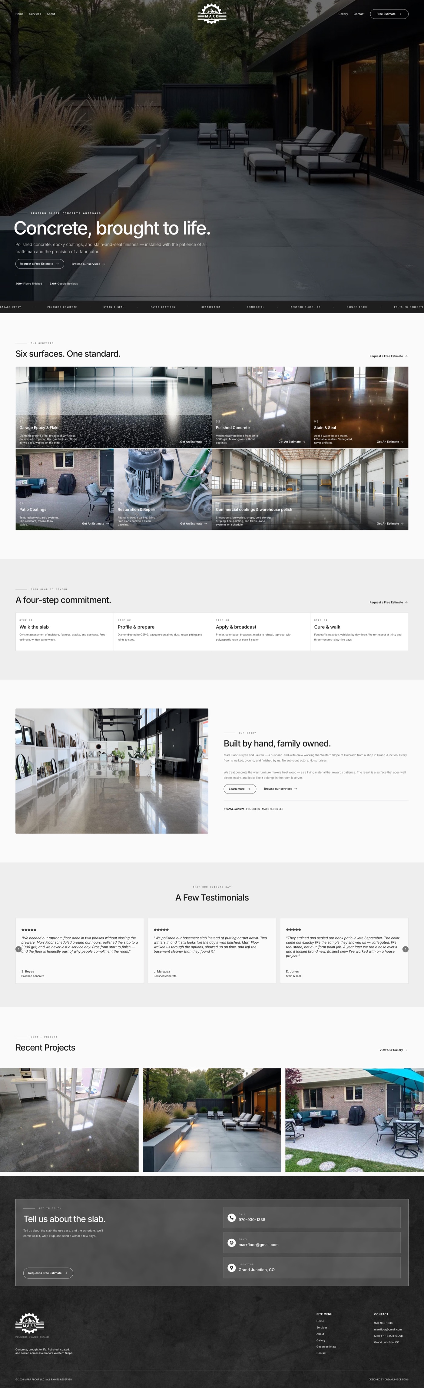 Full-length Marr Floor homepage design