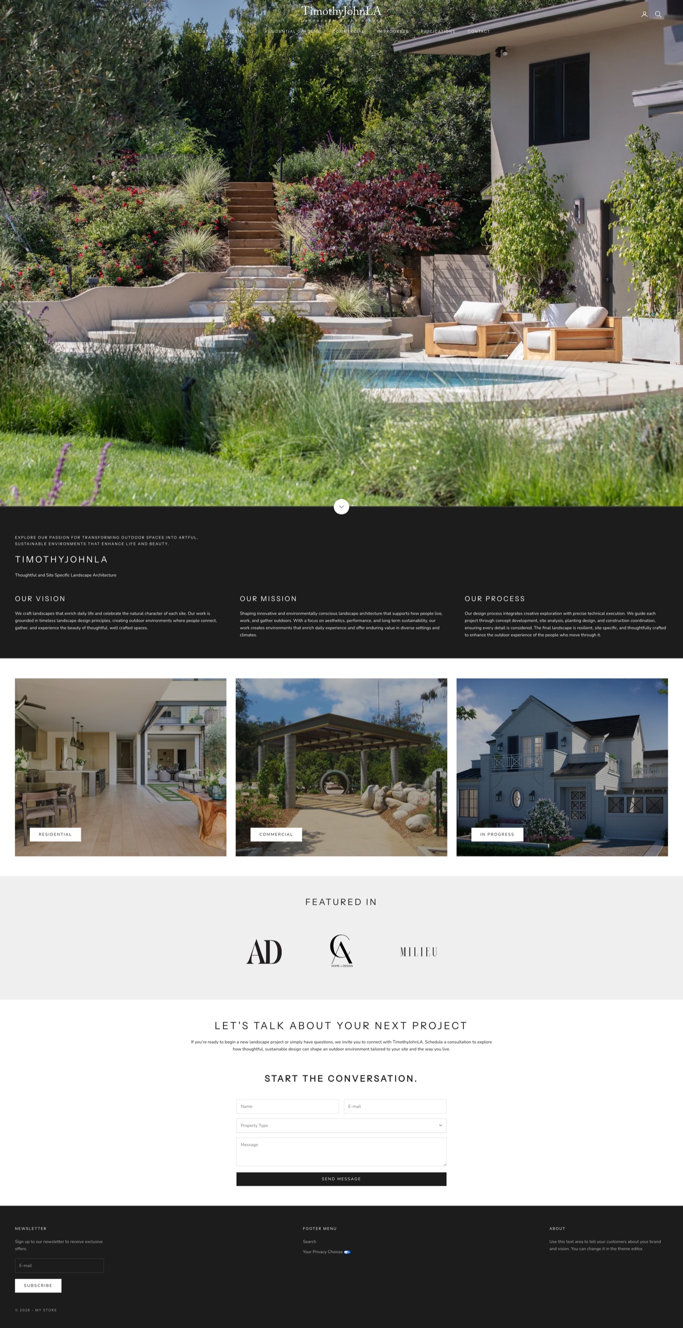 Full-length TimothyJohnLA homepage design